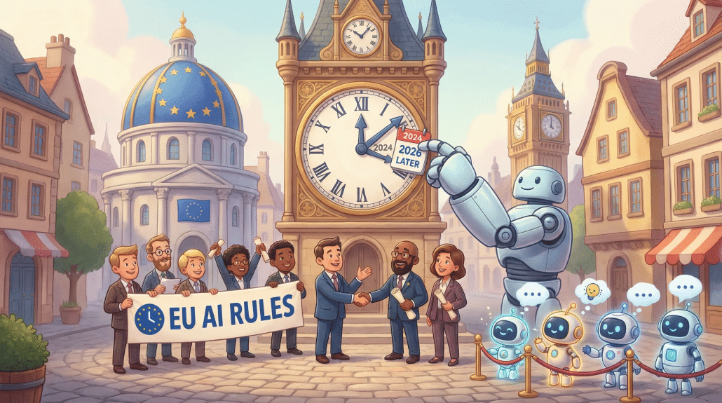 Robot und Menschen einigen sich über EU KI-Regeln