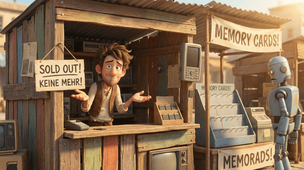 Verkaufsstand mit einem frustrierten Verkäufer