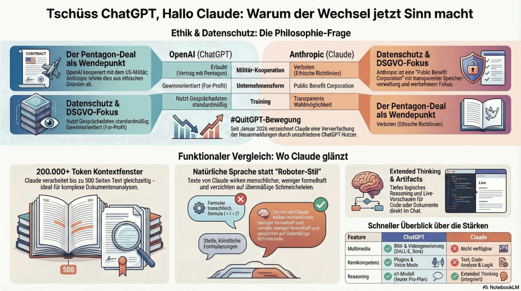 Vergleich zwischen ChatGPT und Claude