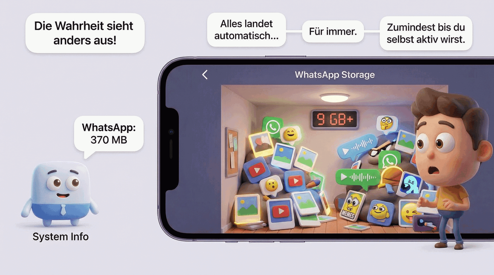 WhatsApp Speicherplatz-Anzeige mit Animationen