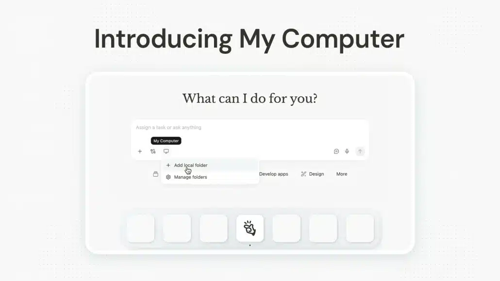 Benutzeroberfläche „My Computer“ mit Aufgabenfeld