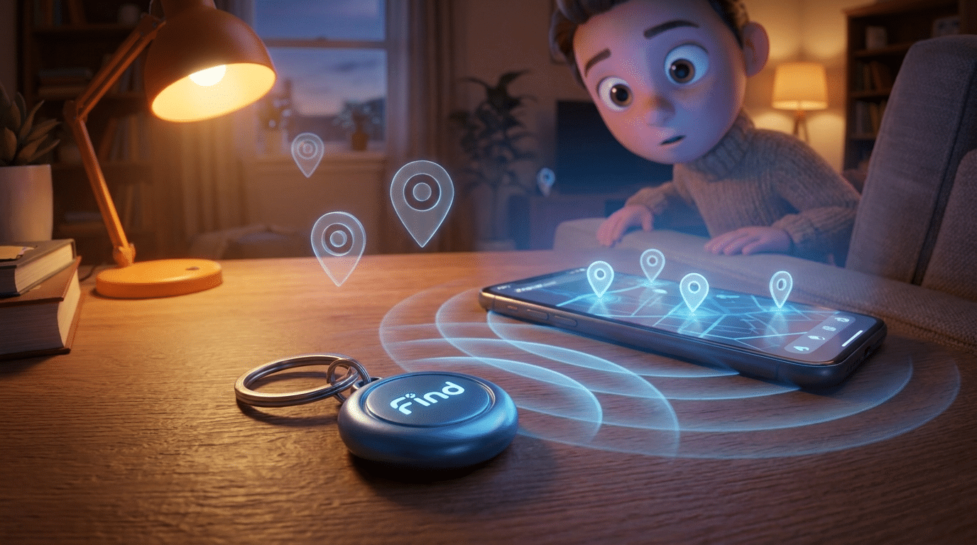 Kind nutzt Smartphone mit Ortungs-Tracker